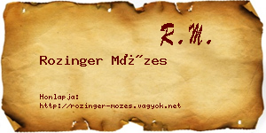 Rozinger Mózes névjegykártya